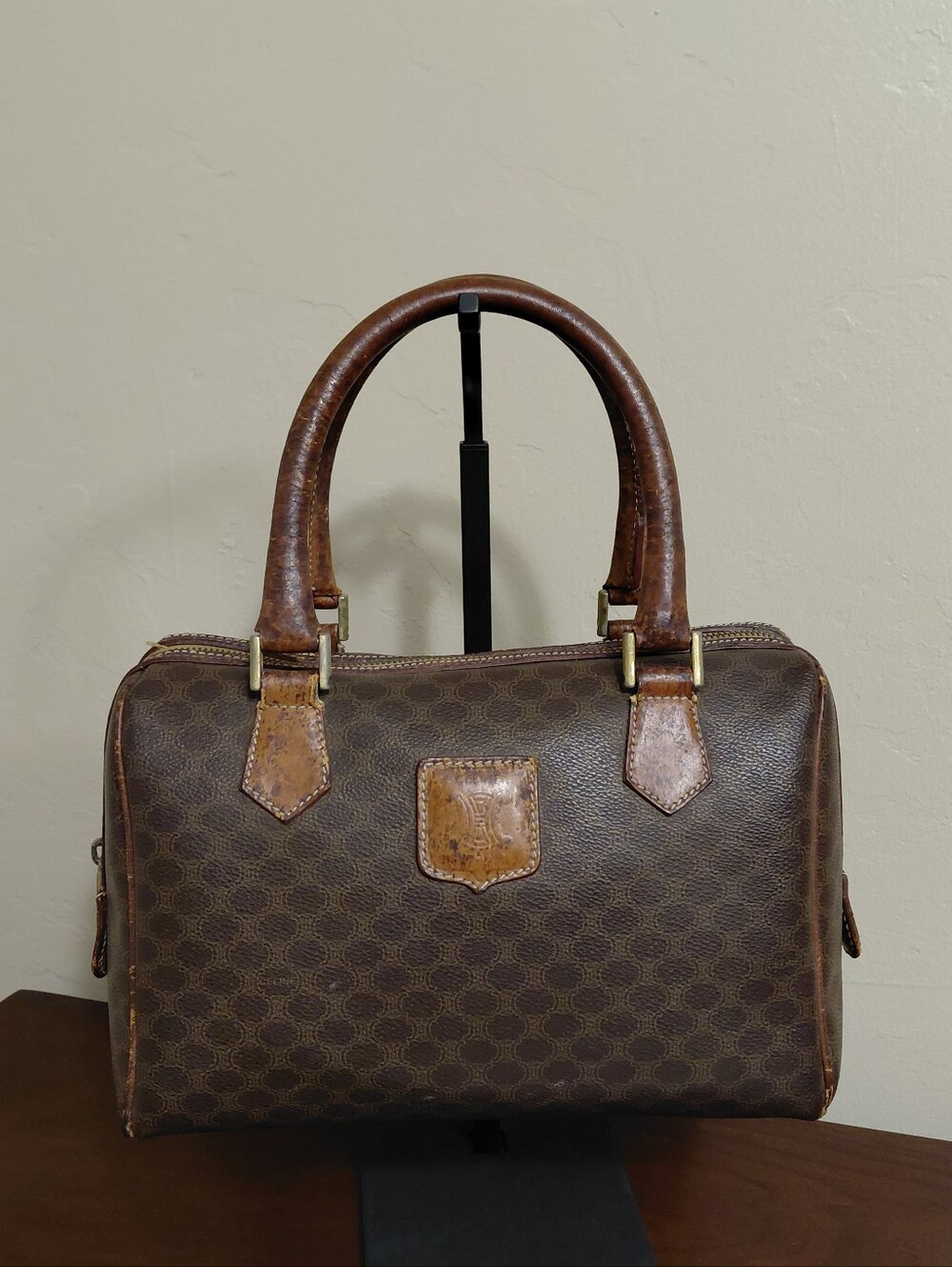 Celine Vintage Macadam Boston Bag with COA